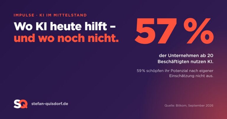 Grafik: 57 Prozent der Unternehmen ab 20 Beschäftigten nutzen KI