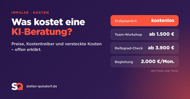 Grafik: Preise der KI-Beratung von Stefan Quisdorf im Überblick